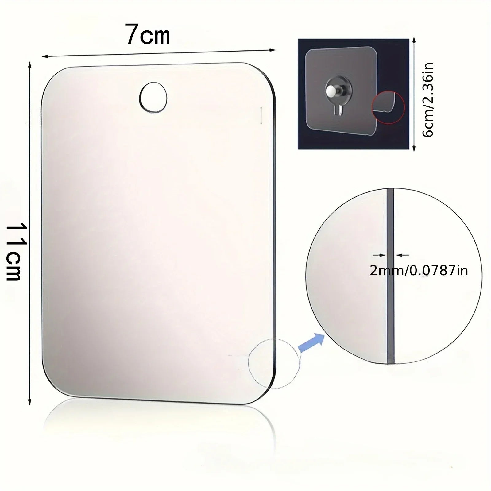 Magnifying Shower Mirror with Suction Cup — Fog-Free Acrylic, 6", Shaving & Makeup
