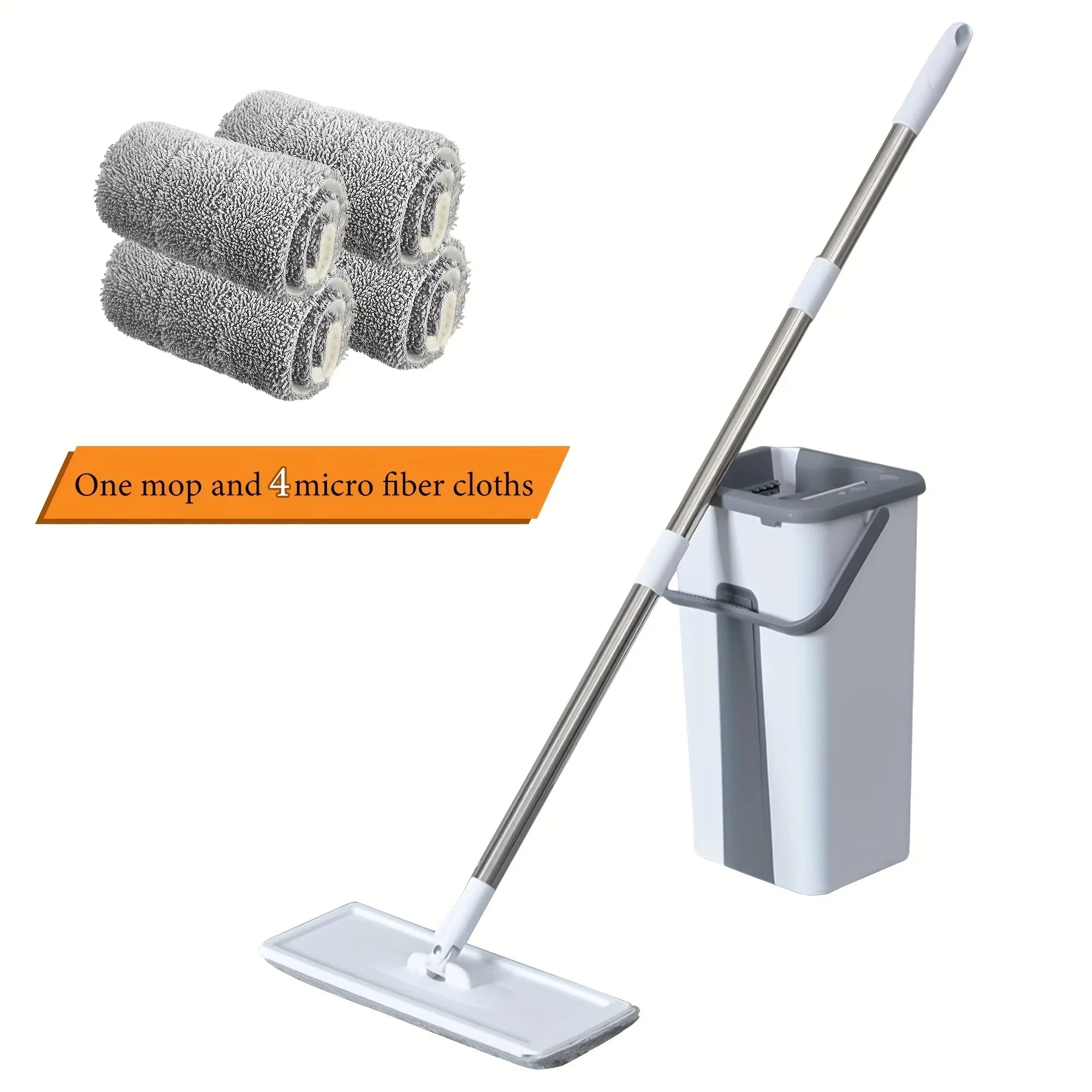BZEQ 360° Spin Mop & Dual-Chamber Bucket Set | 4 Mop Pads Included