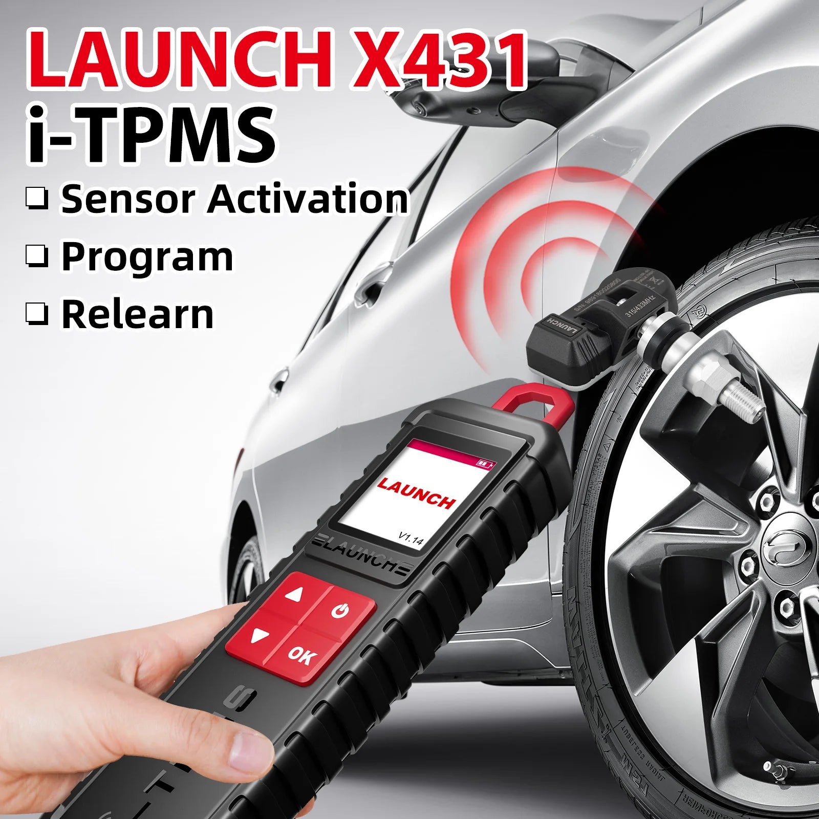 2026New LAUNCH X431 I-TPMS Car Tire Pressure Diagnostic Tool Activate/Programming/Relearn 315/433Mhz Sensor for X431 pk TSGUN