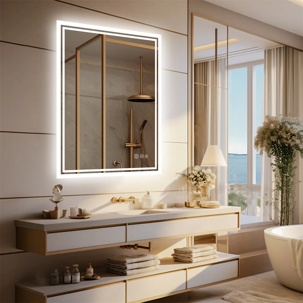 LUVODI Illuminate LED Backlight Bathroom Mirror Frameless Dimmable Defog Bath/Shower/Shaving Mirror