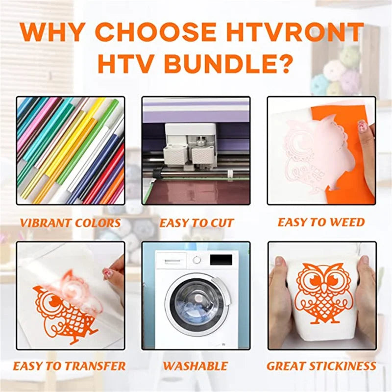 HTVRONT HTV Heat Transfer Vinyl Bundle | 12" x 3ft | 14 or 20 Colours