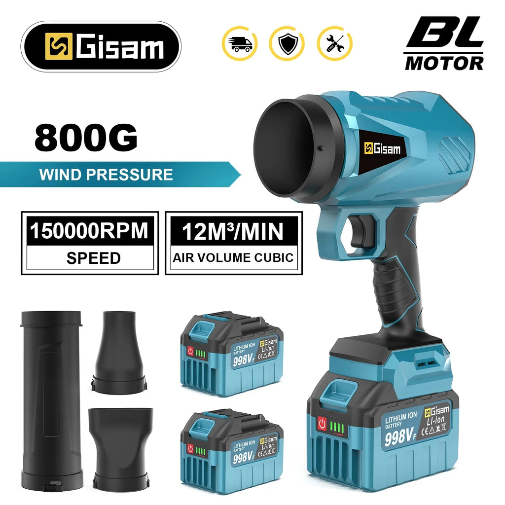 Gisam 200M/S Brushless  Leaf Blower 150000RPM Handheld Electric Turbo Blowers Jet Fan Dust Blowing for Makita 18V Battery Pins
