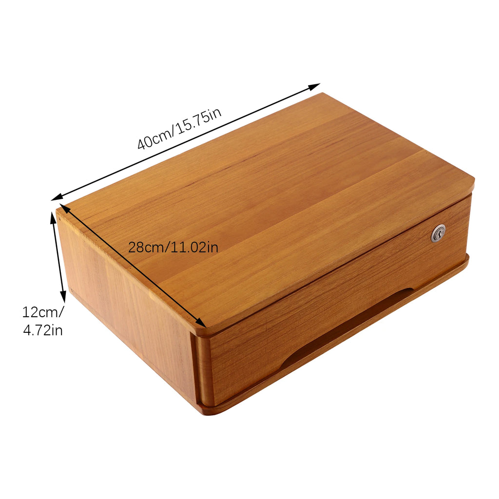 1/2/3 Tier Desktop Storage Box, Wooden Drawer Organizer with Lockable Drawers, No Assembly Required