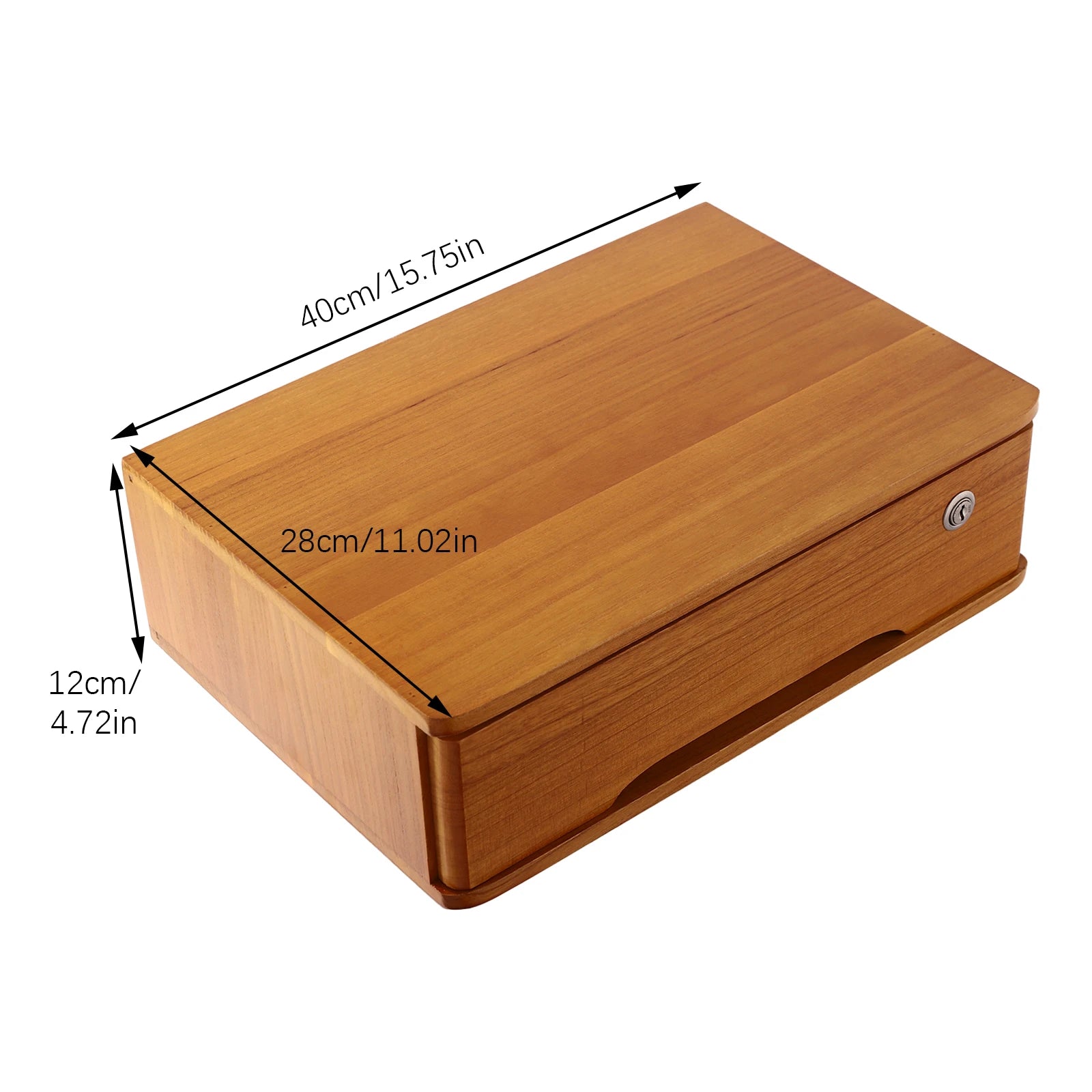1/2/3 Tier Desktop Storage Box, Wooden Drawer Organizer with Lockable Drawers, No Assembly Required
