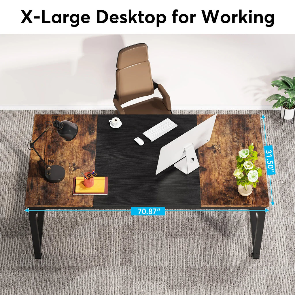 70" Large Executive Office Desk — Modern Computer & Writing Workstation for Home Office