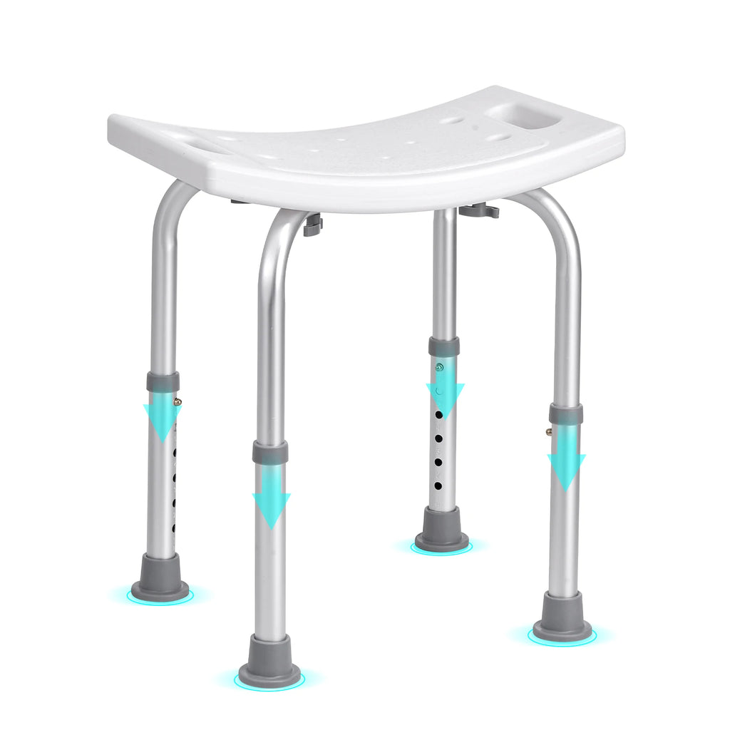 Adjustable Shower Chair with Built-In Handles — 350 lb Capacity, Non-Slip, Tool-Free Assembly