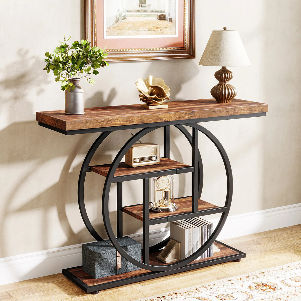 41.3" Industrial Console Table — 4-Tier Entryway Sofa Table for Hallway, Living Room & Foyer