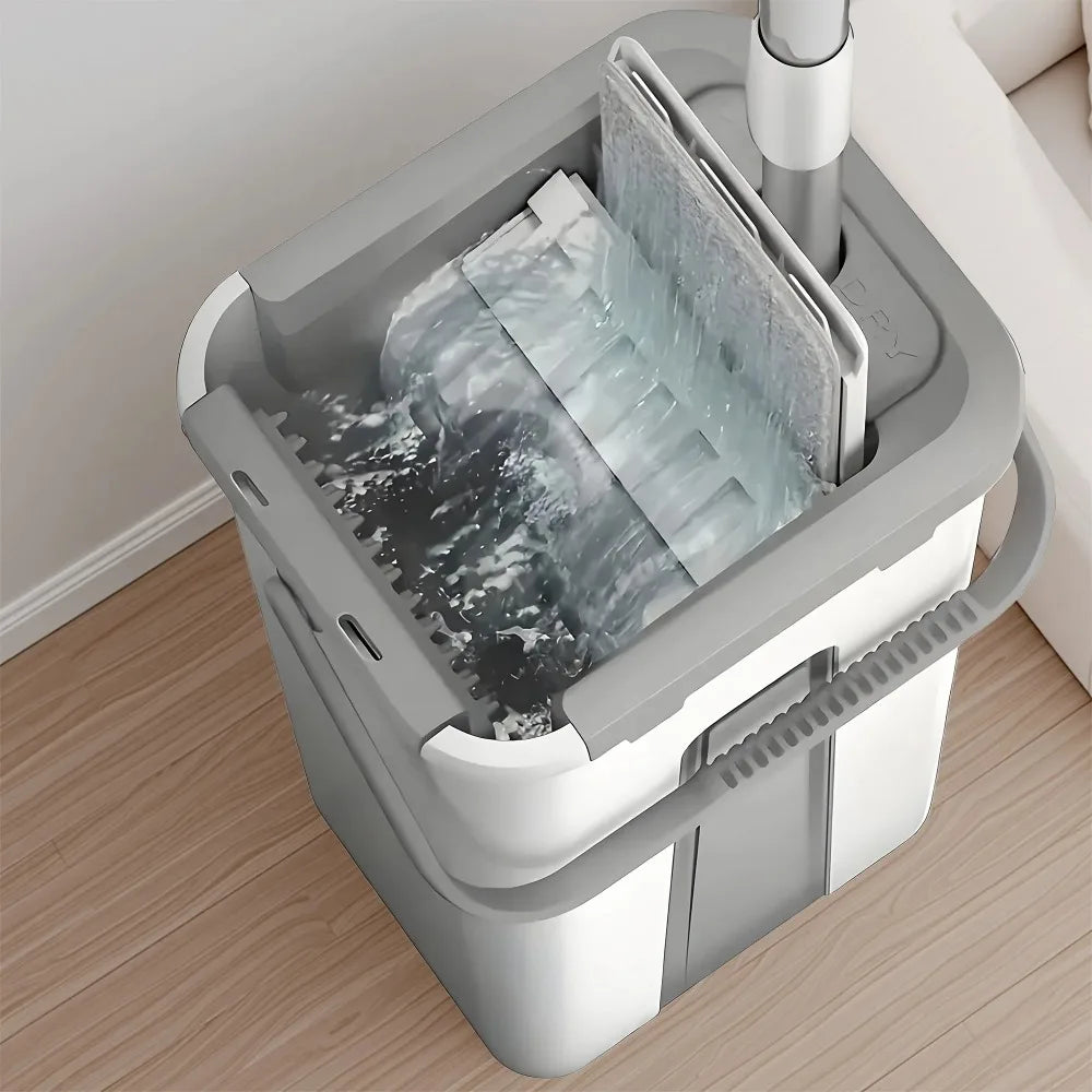 BZEQ 360° Spin Mop & Dual-Chamber Bucket Set | 4 Mop Pads Included