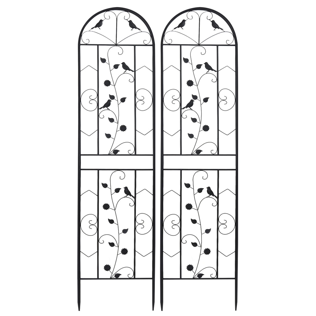Metal Garden Trellis Fence – 2 Pack, 83" Tall Anti-Rust Wrought Iron Panels for Climbing Plants, Garden Border & Decor