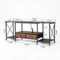 TV Stand for 70"/75" TVs — Media Console with Charging Station, 2 Fabric Drawers & 4 Open Shelves