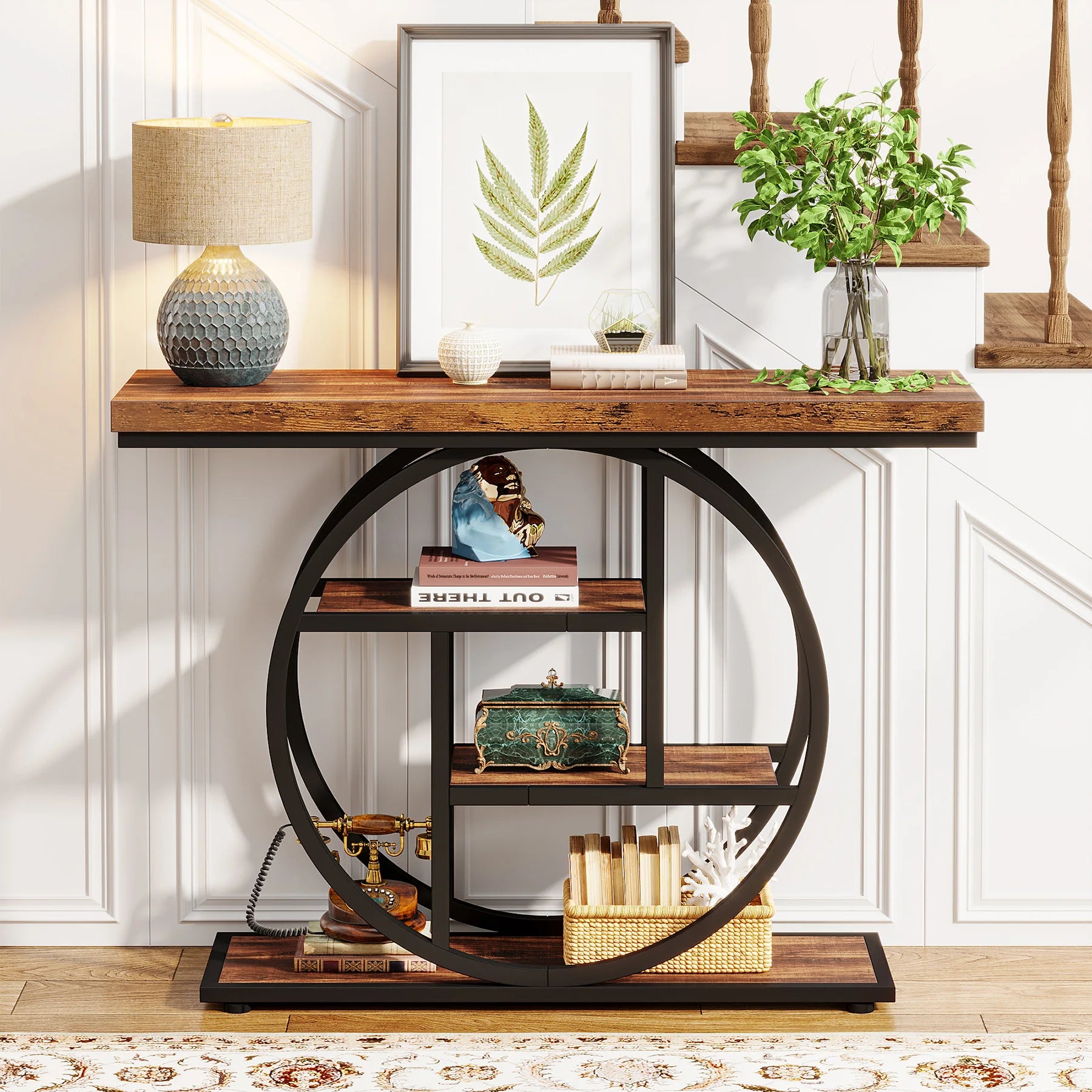 41.3" Industrial Console Table — 4-Tier Entryway Sofa Table for Hallway, Living Room & Foyer