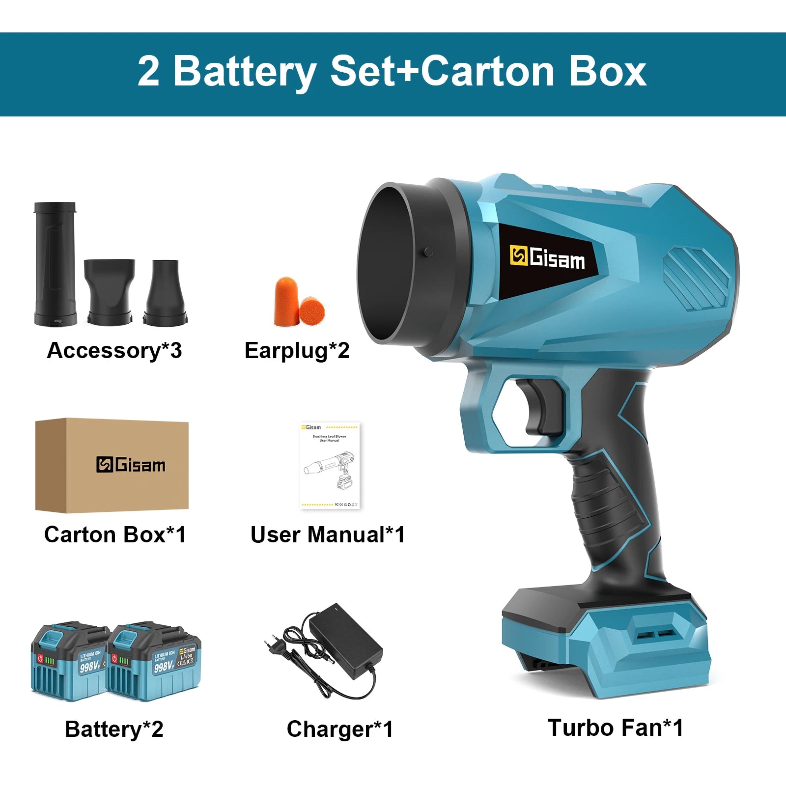 Gisam 200M/S Brushless  Leaf Blower 150000RPM Handheld Electric Turbo Blowers Jet Fan Dust Blowing for Makita 18V Battery Pins