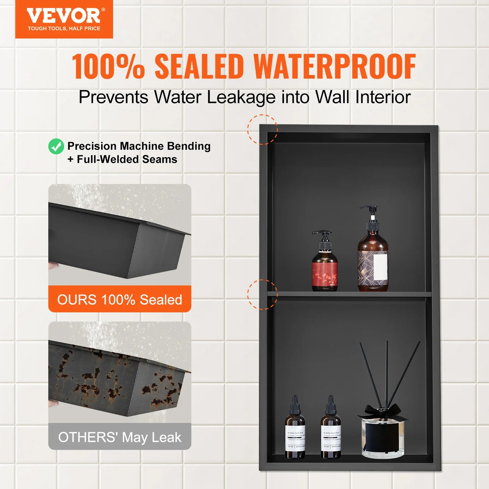 304 Stainless Steel Recessed Shower Niche - Dual Shelf Wall Insert for Bathroom Storage