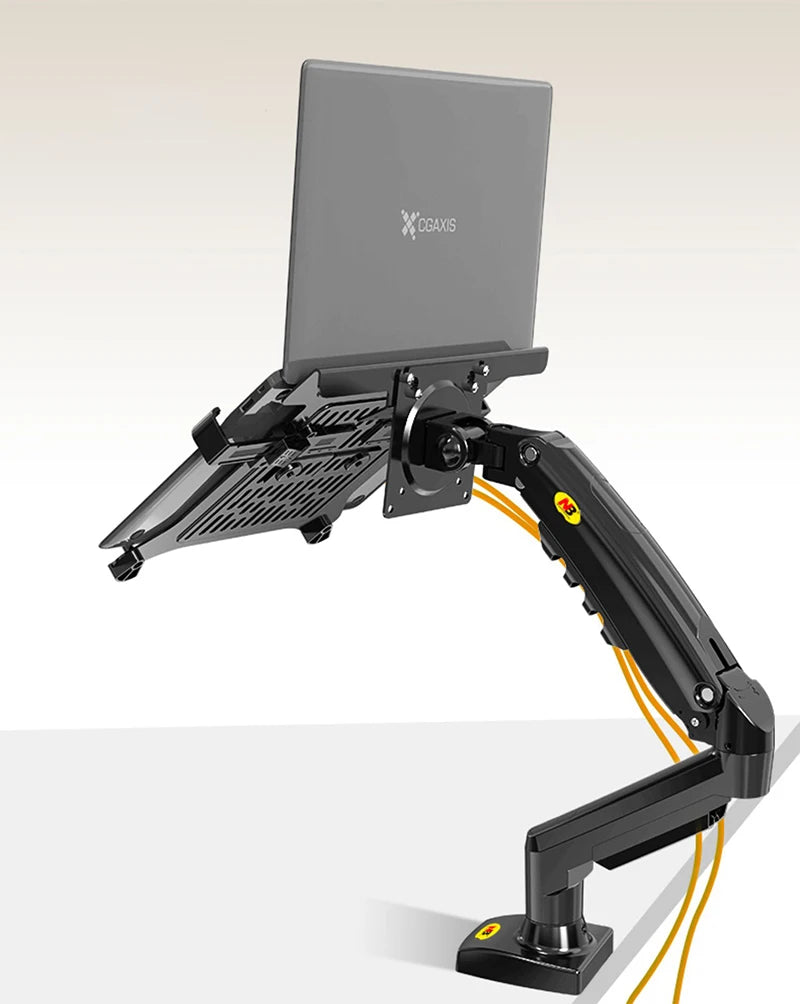 Hyvarwey 2-in-1 Monitor & Laptop Desk Mount – Gas Spring Arm for 17–30" Screens & 10–17" Laptops