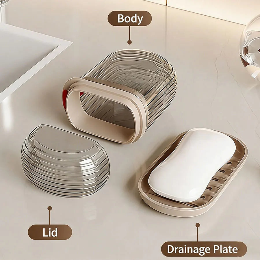Portable Travel Soap Box with Lid, Portable Sealed Drain Soap Container, Suitable for Travel and Outdoor Leisure.