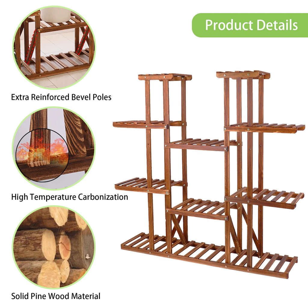 Multi-Tier Wooden Plant Stand — Indoor & Outdoor Flower Pot Display Shelf