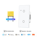 Tuya WiFi Smart Light Switch Glass Touch Control Fireproof No Neutral Wire Required Remote Control Work With Alexa Google Home