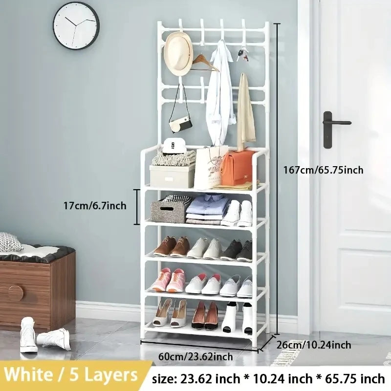 Hallway Clothes Hanger & Shoe Rack – Entryway Organiser for Shoes, Coats, Hats, Bags & Umbrellas