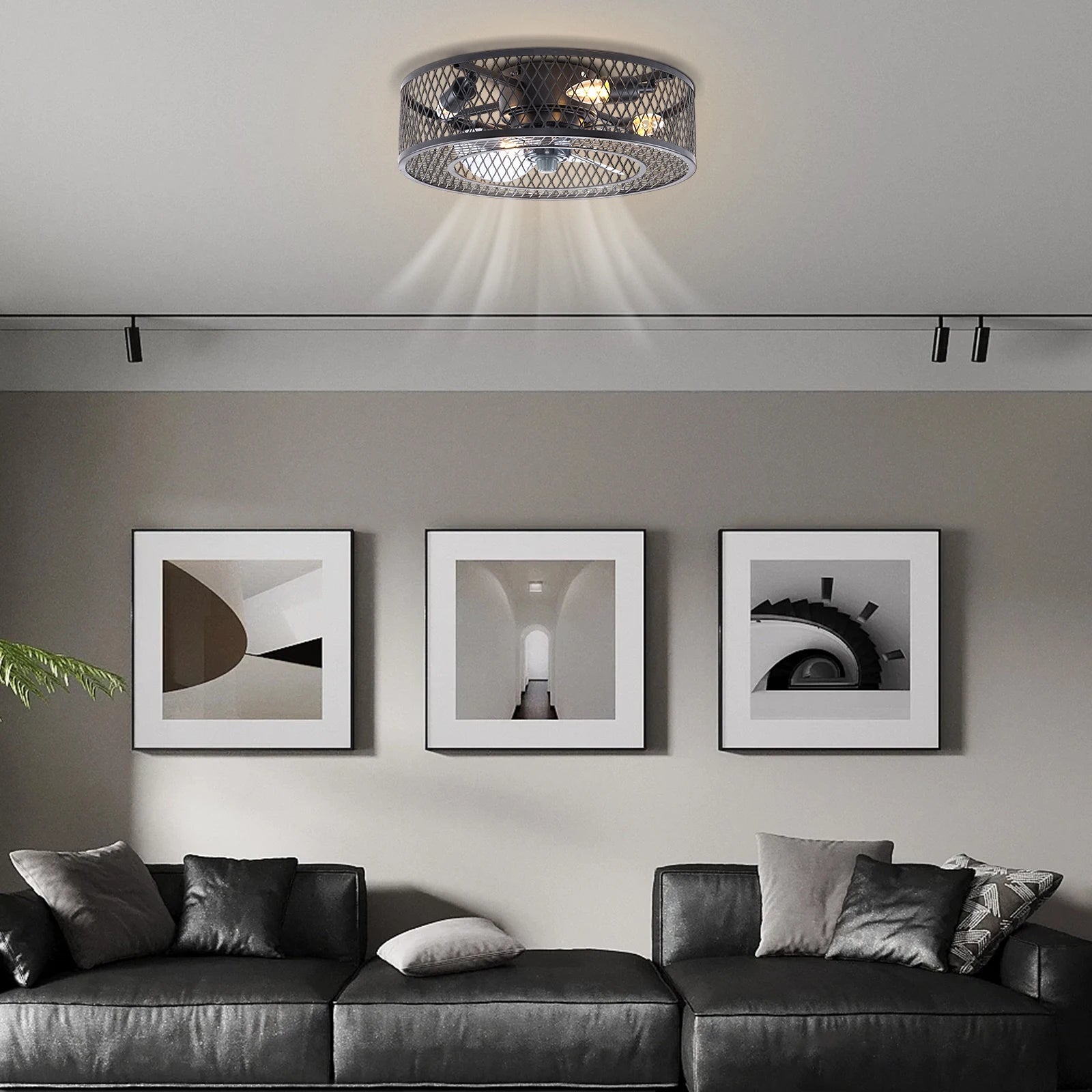 18" Ceiling Fan with Light — Black, Remote Control, 4 × E26/E27, 3-Speed, 1/2/4/8h Timer, Indoor