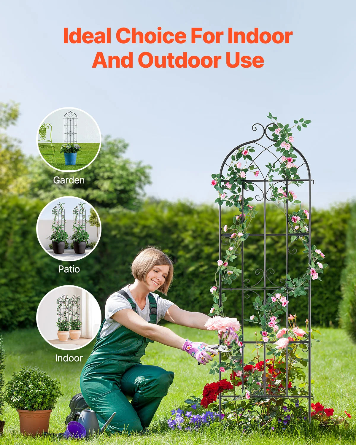 SucceBuy Garden Trellis for Climbing Plants – 2 Pack, 71x20" Rustproof Metal Trellis for Roses, Clematis & Vegetables