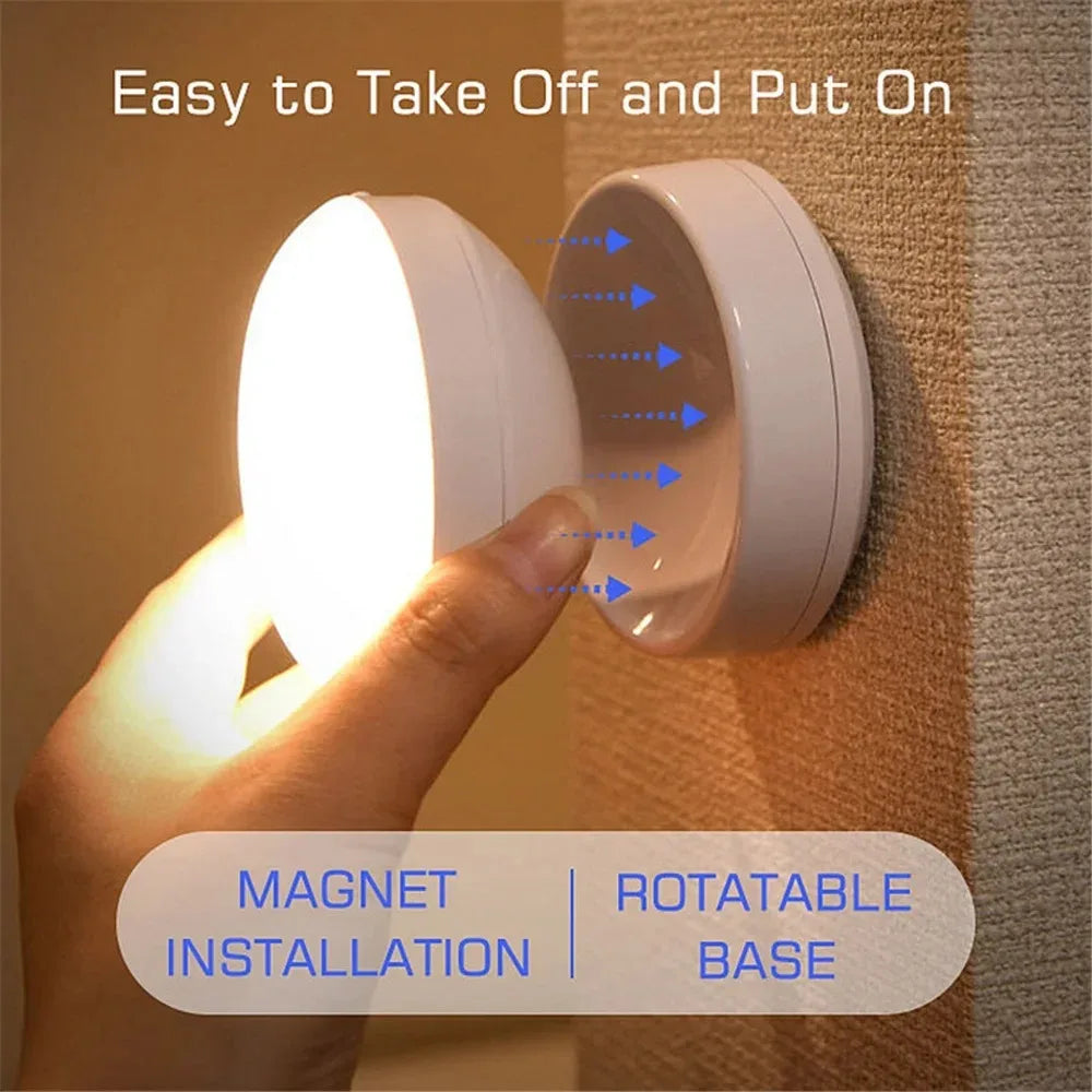 USB Rechargeable Motion Sensor Night Light | 360° Rotating | Warm & Cool White