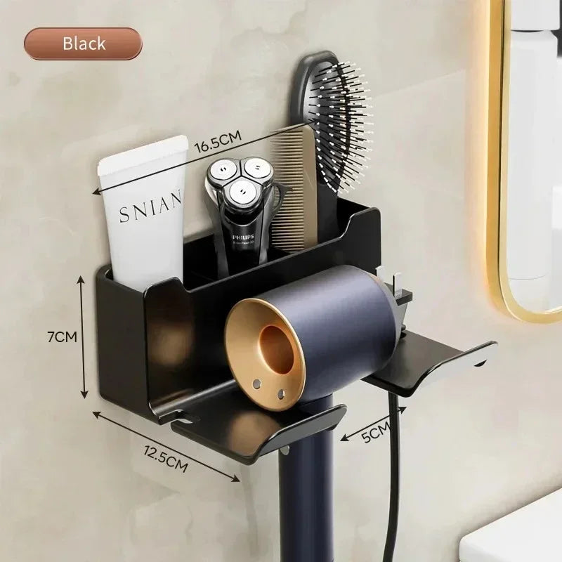 Wall-Mount Hair Dryer Holder - No-Drill Suction Cup Organiser for Hair Dryers & Straighteners