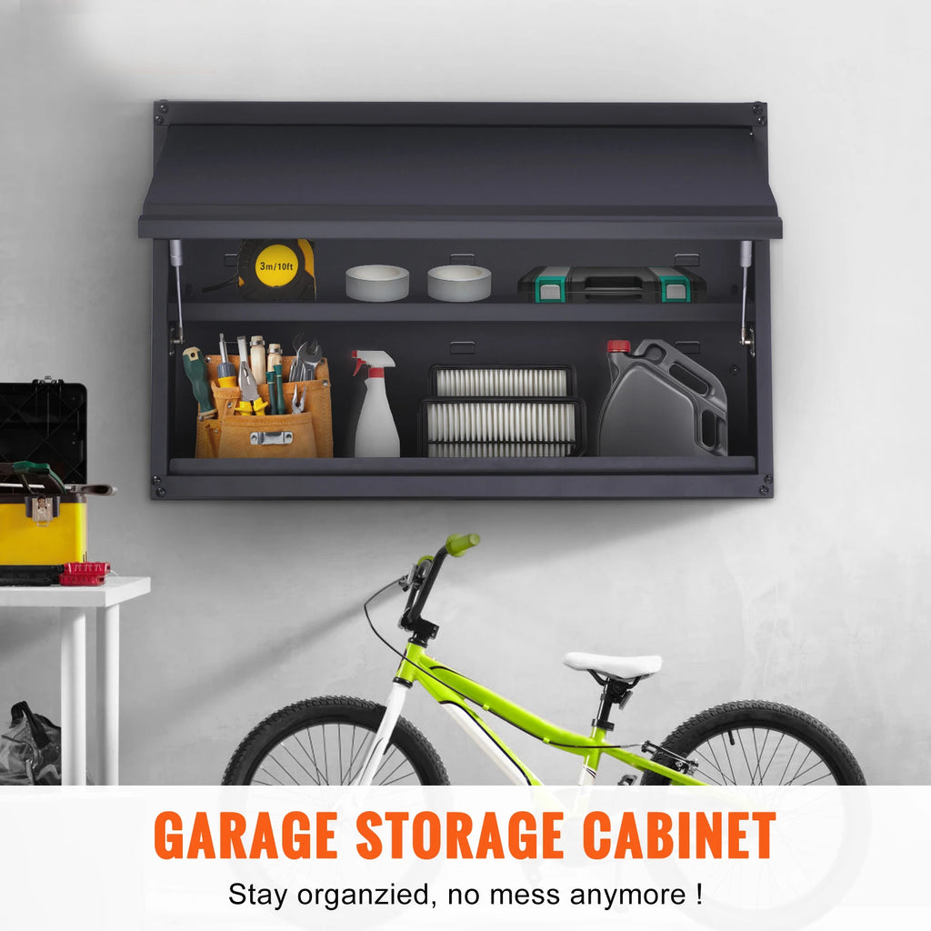 SucceBuy 120lbs per Shelf Metal Storage Cabinet 20'' Tall Wall-Mounted Steel Garage Cabinet with Adjustable Shelf