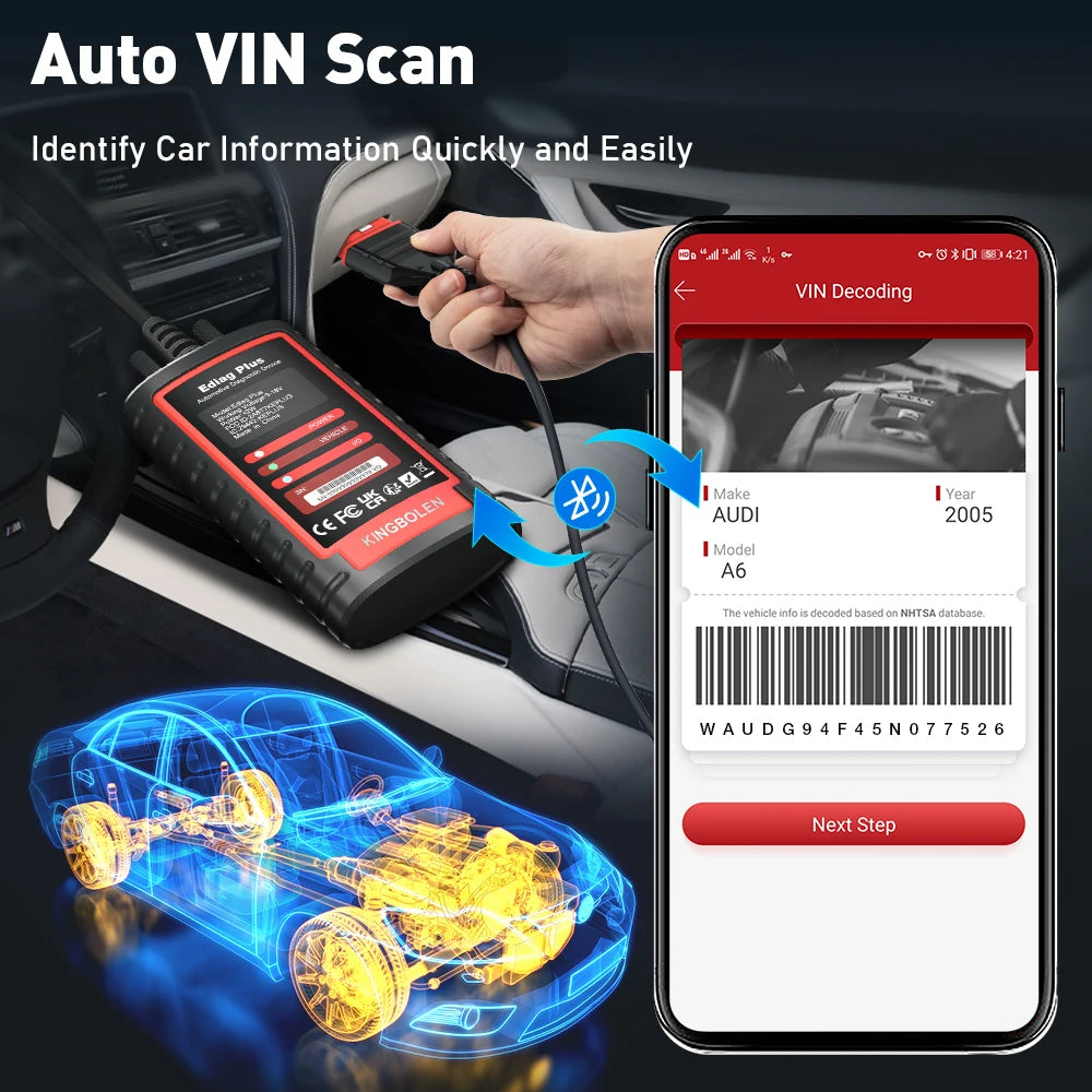 KINGBOLEN Ediag Plus Thinkdiag 2 OBD2 Scanner Support CAN FD 16 Reset Bidirectional Control ECU Coding OBD2 Diagnostic Scanner
