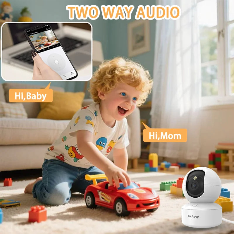 BoyKeep 2K Smart WiFi Security Camera Dual Band 5G/2.4GHz Indoor Surveillance Camera, 360° PTZ, IR Night Vision, Two-Way Audio