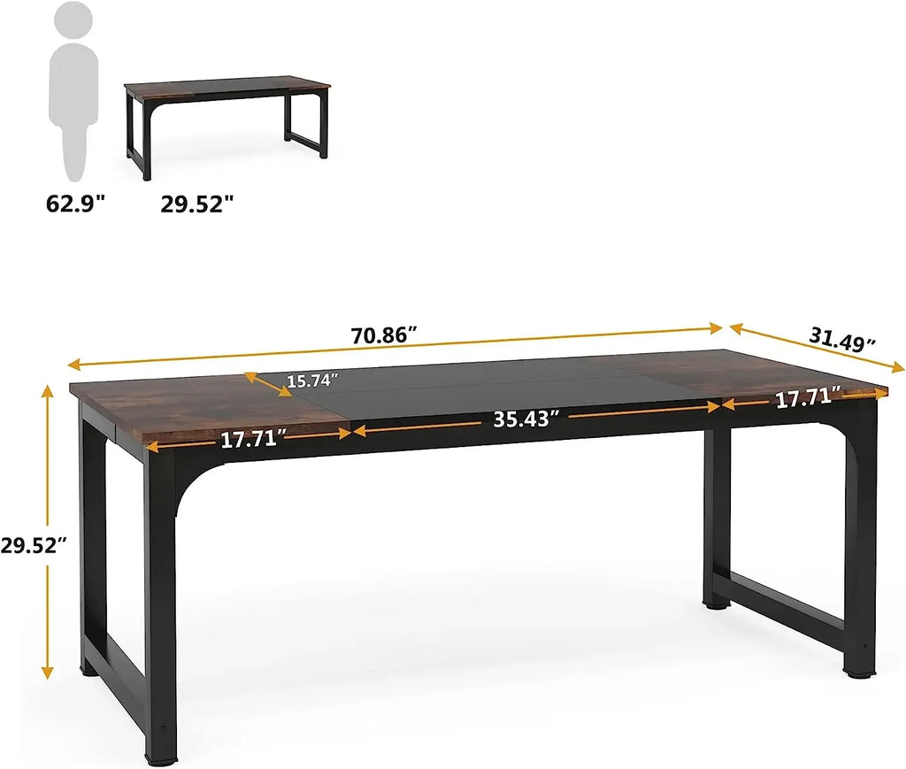 70" Large Executive Office Desk — Modern Computer & Writing Workstation for Home Office