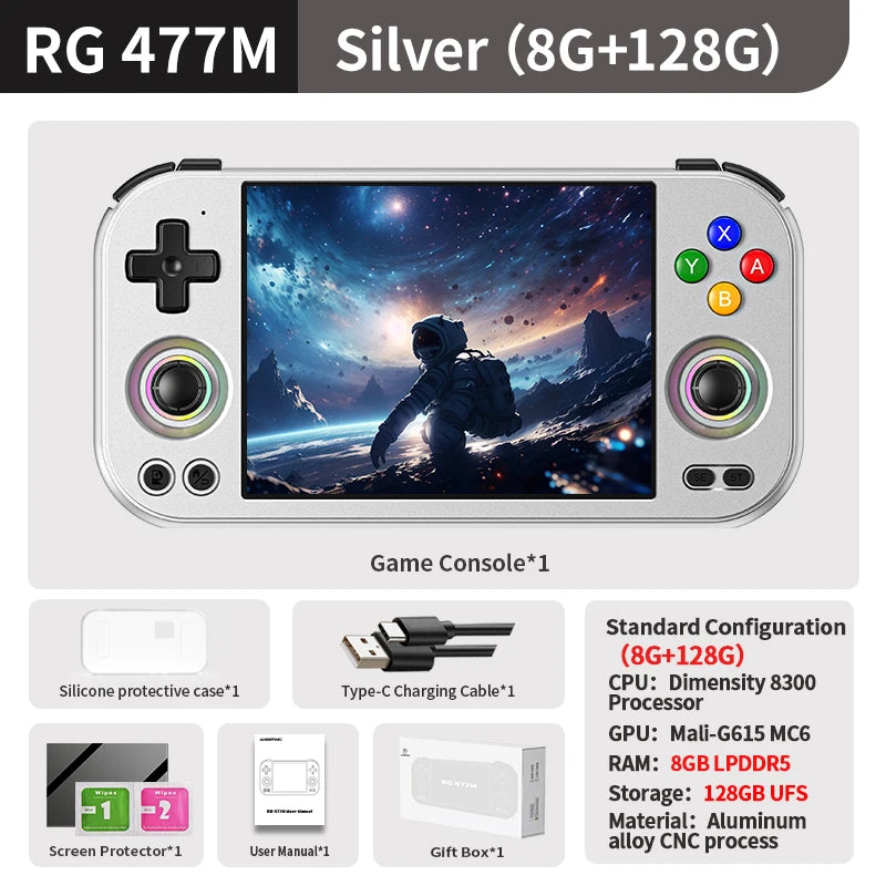 ANBERNIC RG 477M Retro Handheld Games Console 4.7" LTPS In-Cell Touch Screen Aluminum Alloy Android 5300mAh AI Assistant RG477M