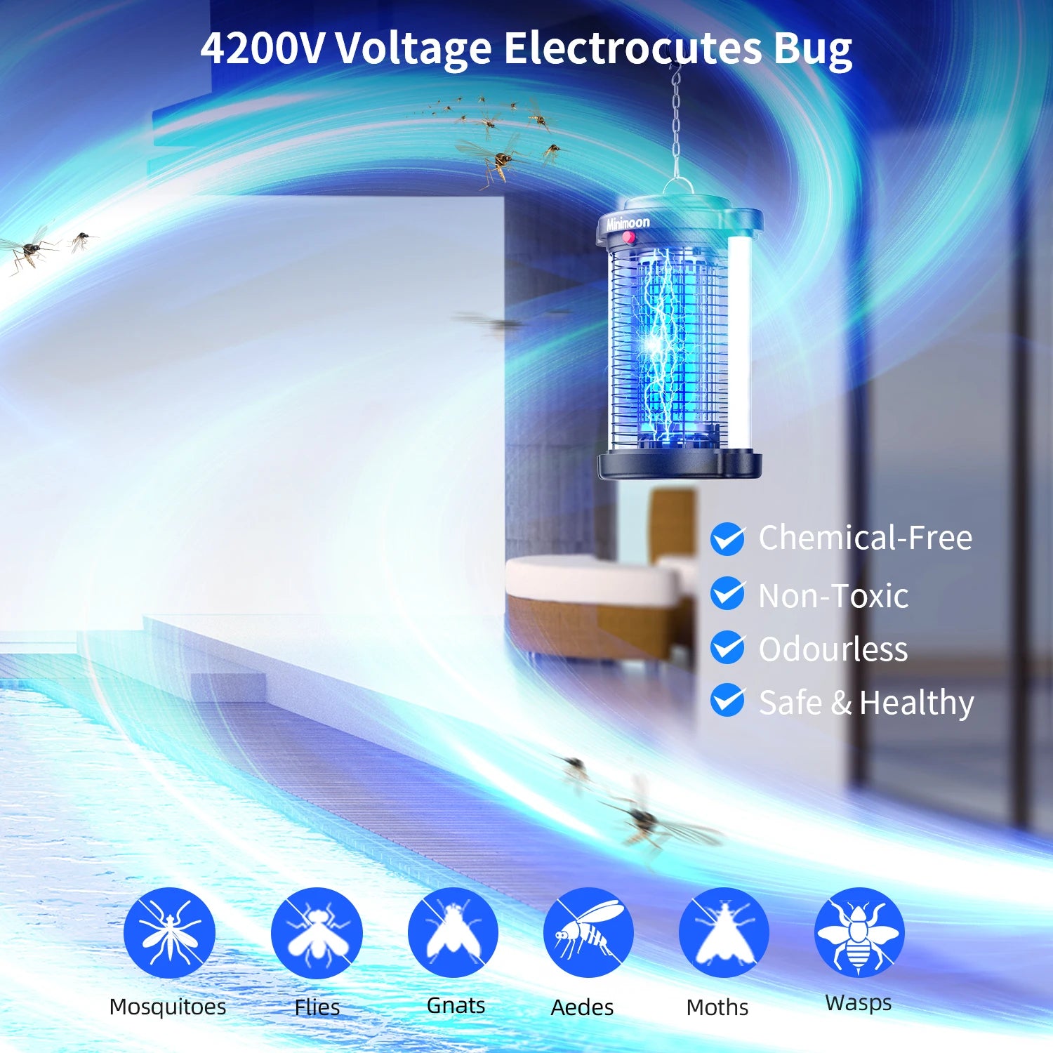 Bug Zapper Outdoor Mosquito Zapper with LED Light 4200V