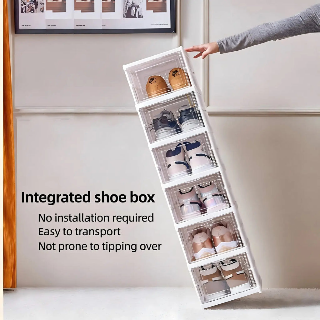 Foldable Clear Shoe Storage Box – Stackable 1–6 Layer Dustproof Organiser for Closet, Dorm & Apartment