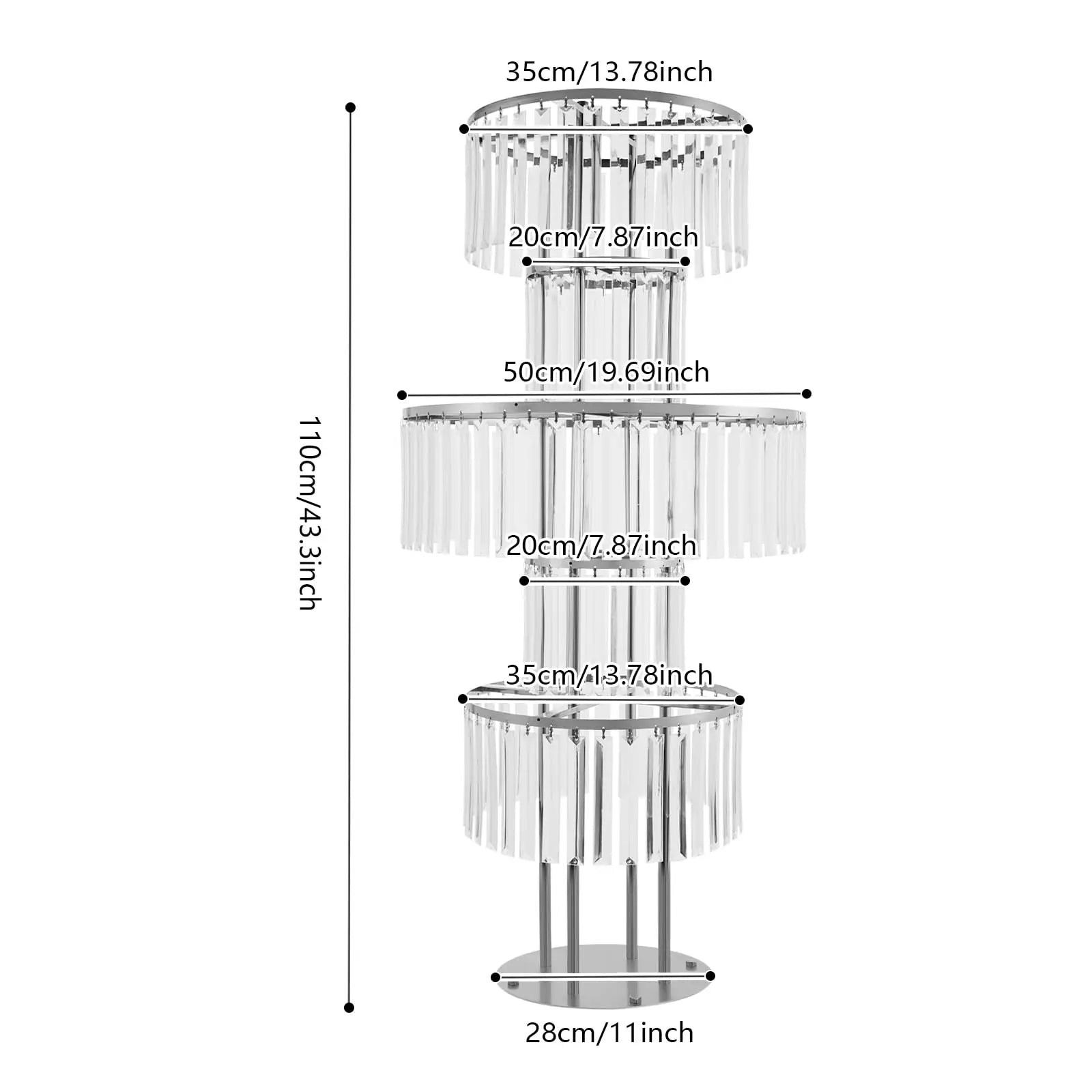 5-Tier Crystal Chandelier Flower Stand | Set of 2 | 43.3" Tall