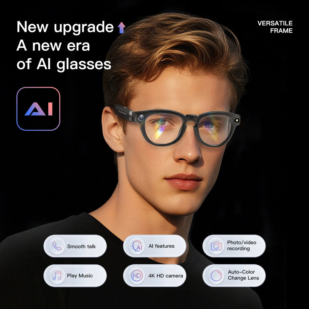 EIGIIS Q8 AI Smart Glasses — 4K Camera, AI Voice, Bluetooth 5.3 & Waterproof