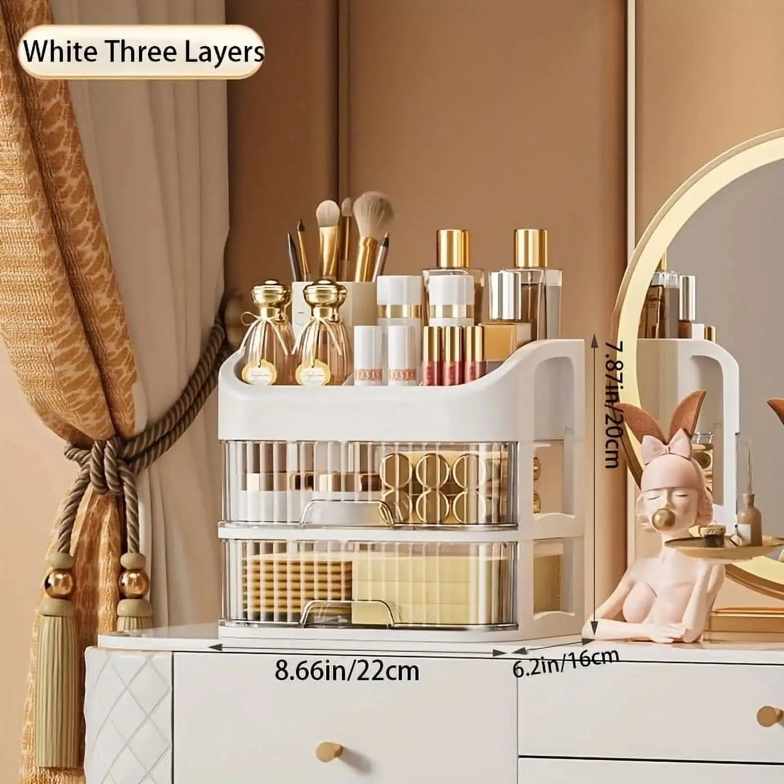 Multi-Layer Makeup Drawer Storage Cabinet | Vanity Organiser for Skincare, Cosmetics & Brushes