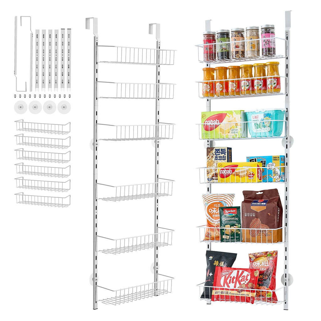 SucceBuy Over-Door Pantry Organizer | 6/8/9/10-Tier Heavy-Duty Steel Spice Rack