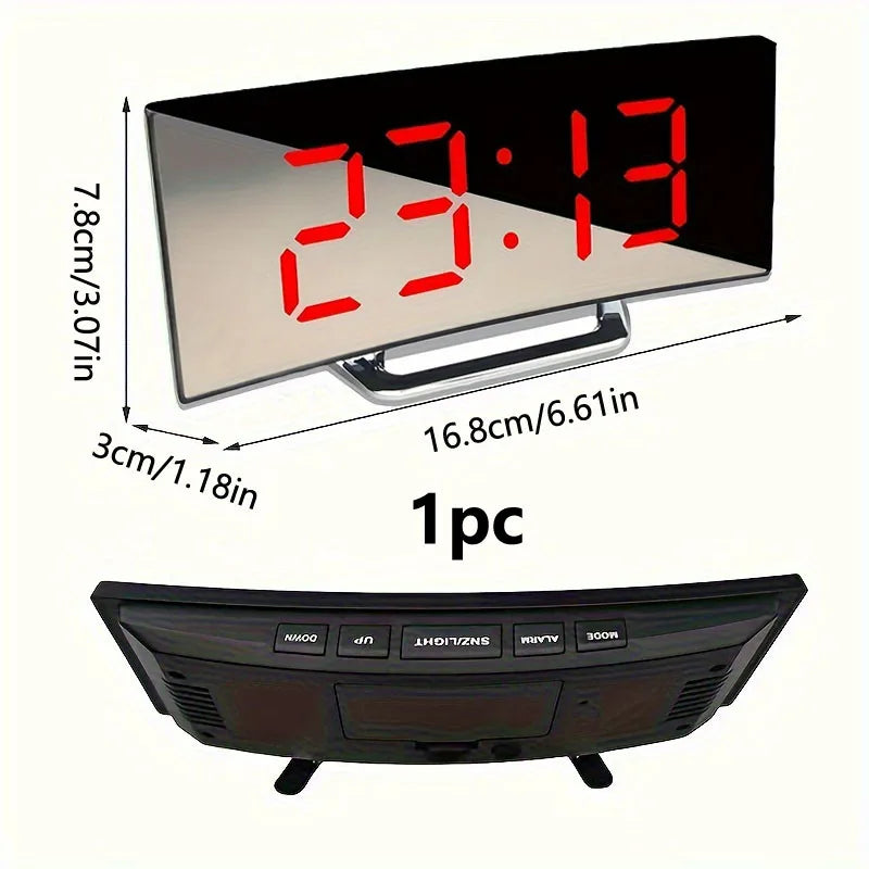 Digital Alarm Clock, Silent Design, Large LED Display Screen, Mirror Electronic Clock, Digital Alarm Clock, LED Mirror Clock