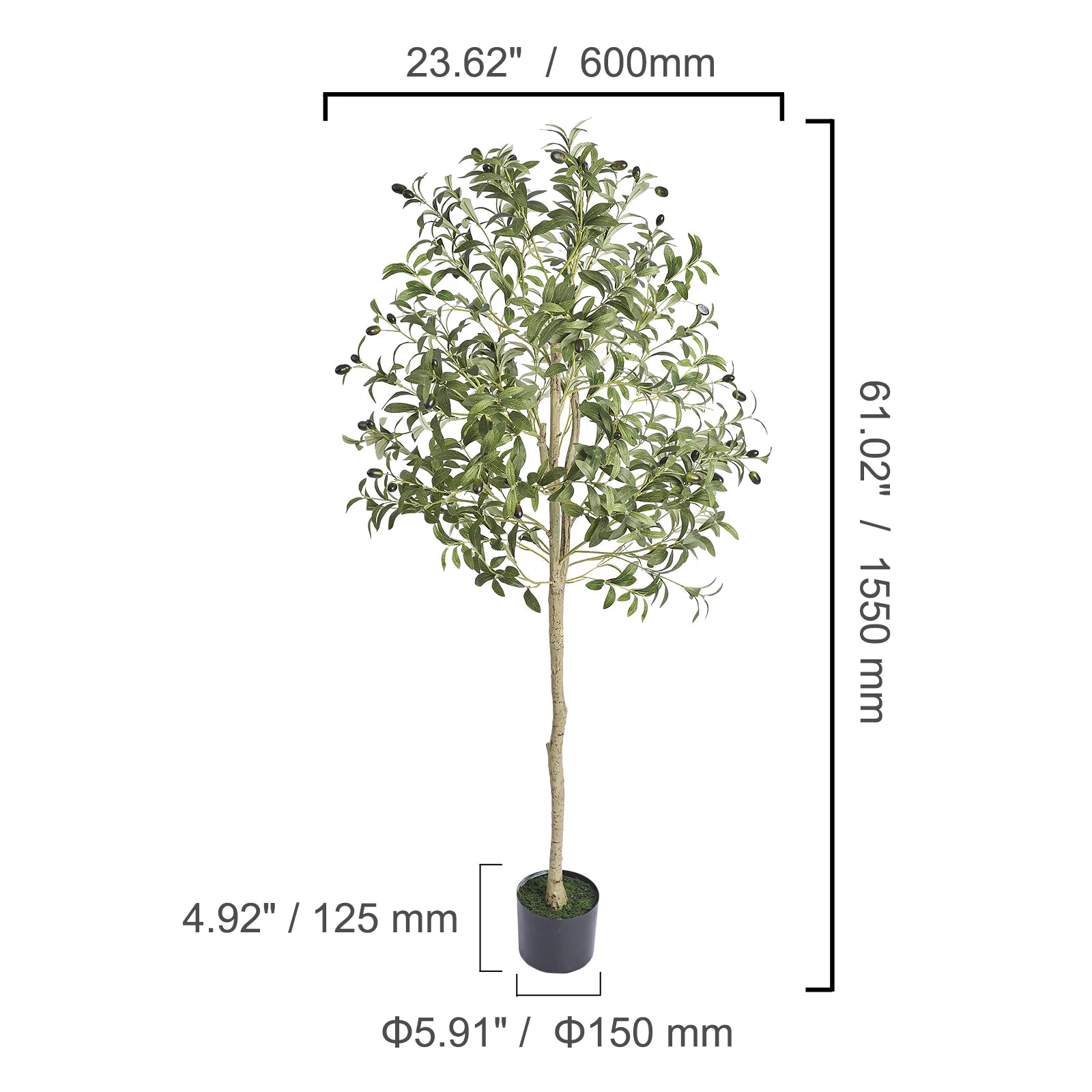 SucceBuy Artificial Olive Tree | 4ft / 5ft / 6ft | Lifelike Faux Plant for Home & Office