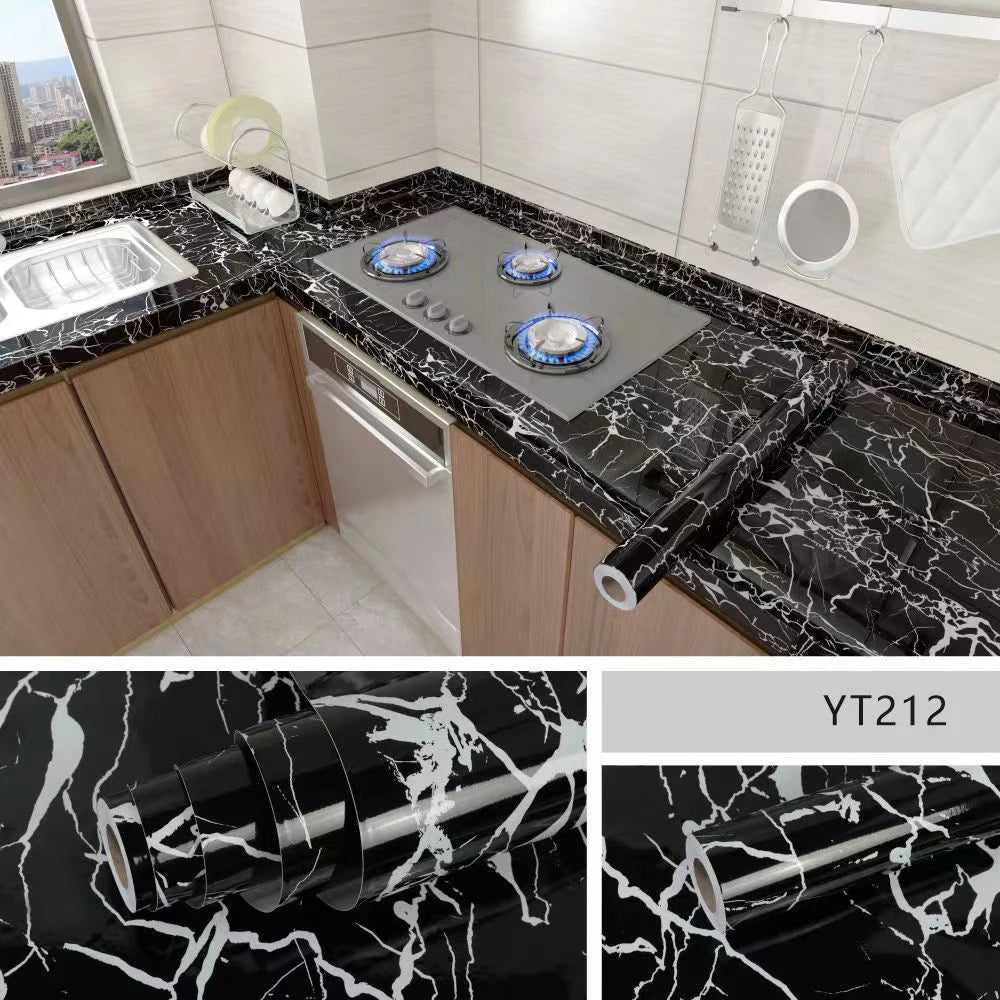 Marble Peel & Stick Wallpaper - Waterproof Oil-Proof Self-Adhesive PVC Film for Kitchen, Countertops & Cabinets