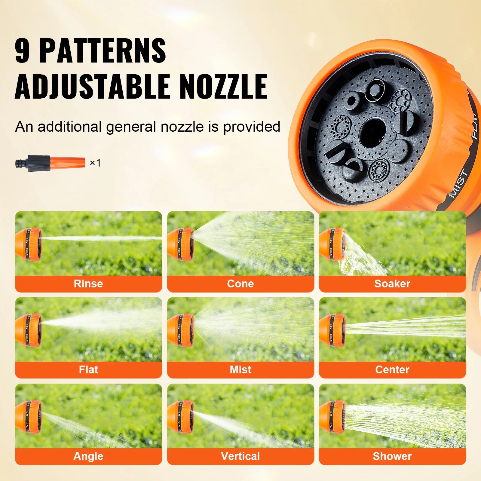 SucceBuy Retractable Garden Hose Reel – 65ft, Wall-Mounted, 180° Swivel, Auto Rewind & 9-Pattern Nozzle