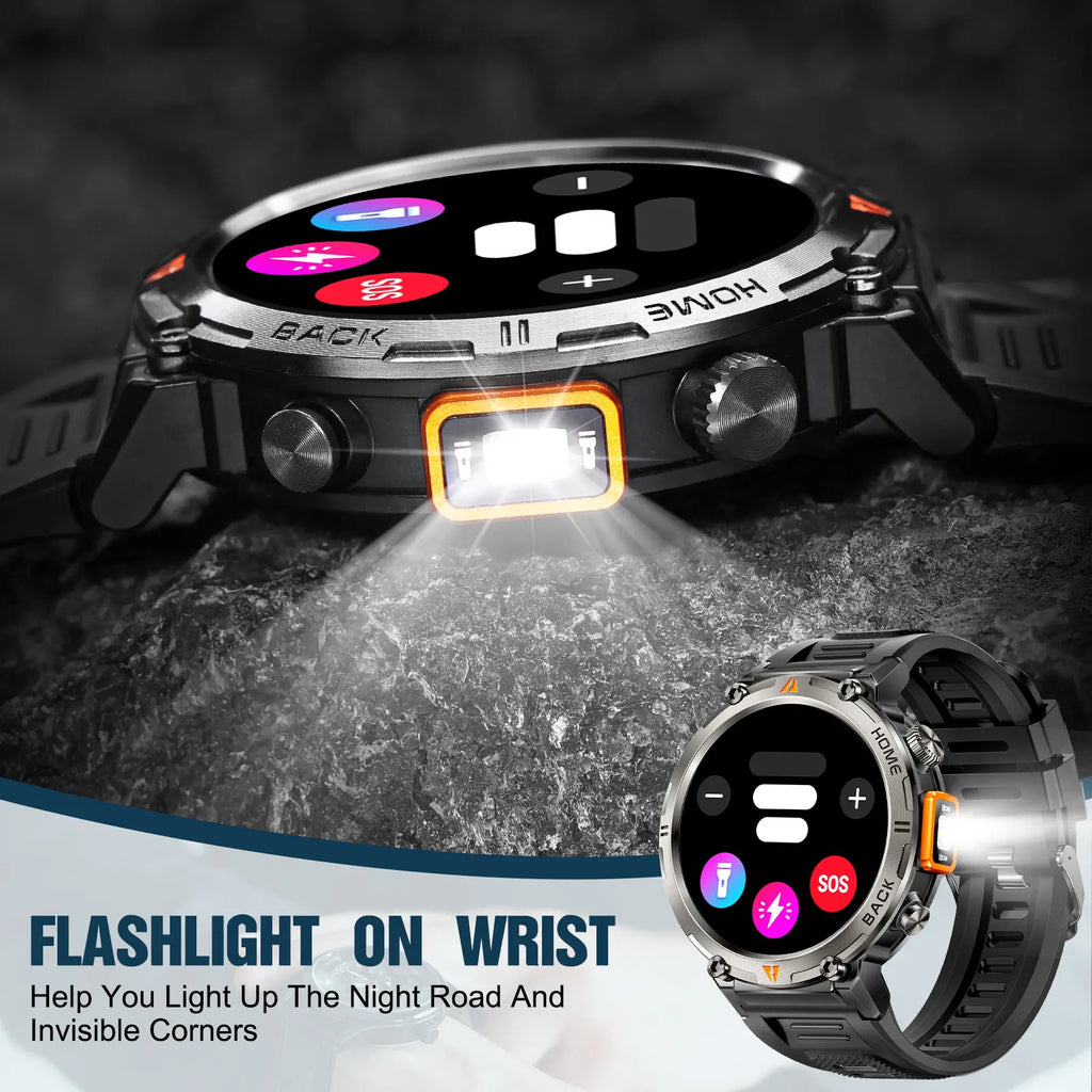 EIGIIS KE3 Smart Watch — Bluetooth Calls, LED Flashlight & Health Monitor