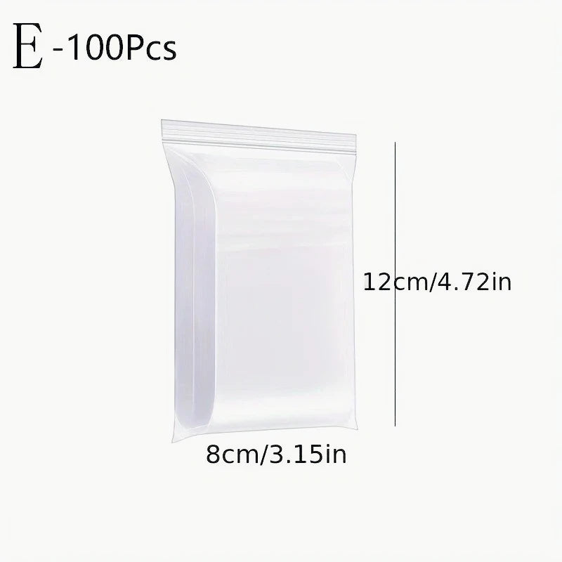 100Pcs Small Ziplock Bags, Clear Reclosable Plastic Storage Bags, Thickened Food Grade Zip Seal Pouches for Jewelry, Food & Small Items Packaging