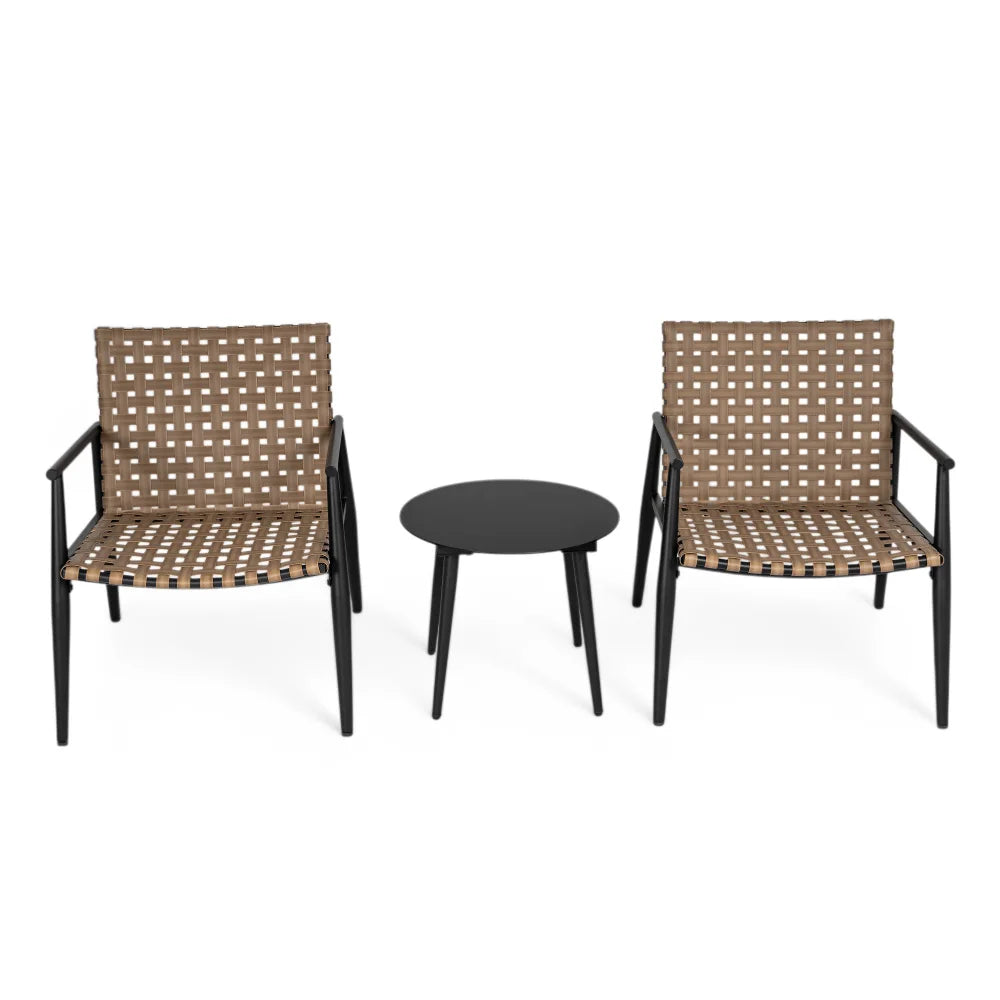 LISM Foldable Outdoor Bistro Set – Teak & HIPS Rectangular Table with 2 Chairs for Patio, Garden & Balcony