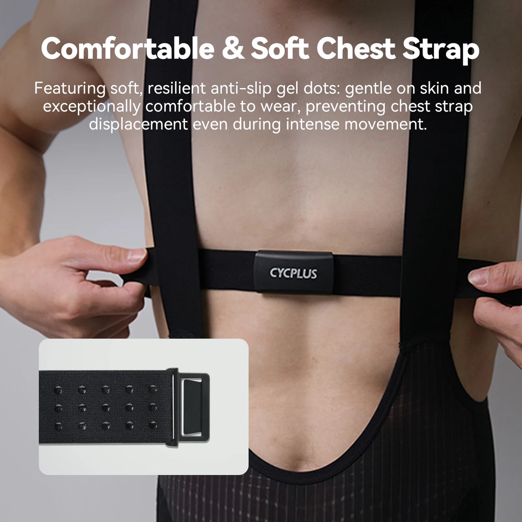 CYCPLUS H2 Heart Rate Monitor Chest Strap — BLE & ANT+, IPX7, 500h Battery