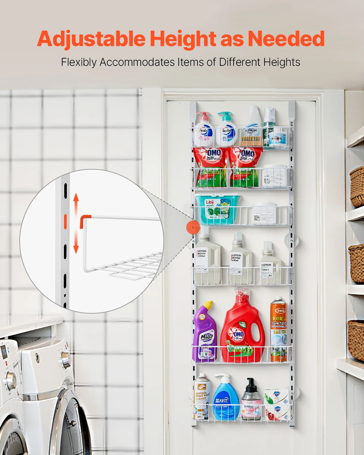 SucceBuy Over-Door Pantry Organizer | 6/8/9/10-Tier Heavy-Duty Steel Spice Rack
