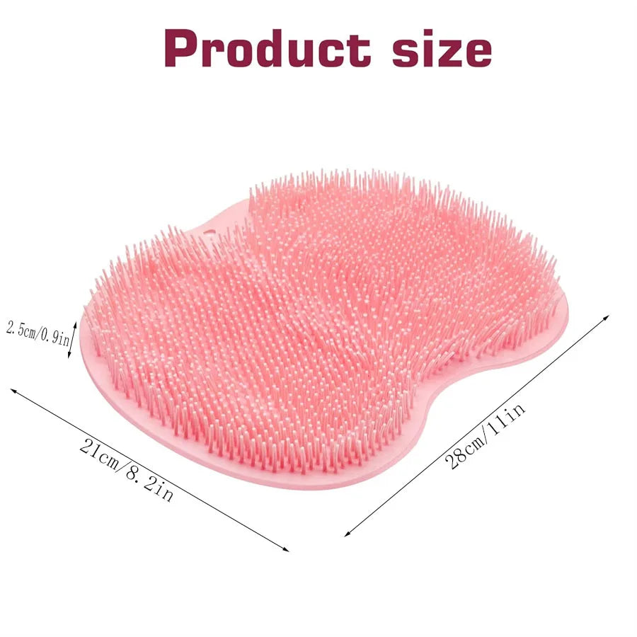 Shower Foot Scrubber & Back Washer Mat - Wall-Mounted Exfoliating Bath Pad with Suction Cups
