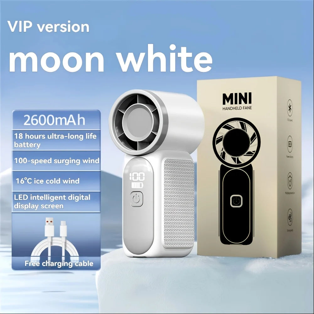 2026 New High-speed Mini Handheld Small Fan, 100 Speed Small Air Cannon USB Charging Endurance Turbo Portable Outdoor Fan
