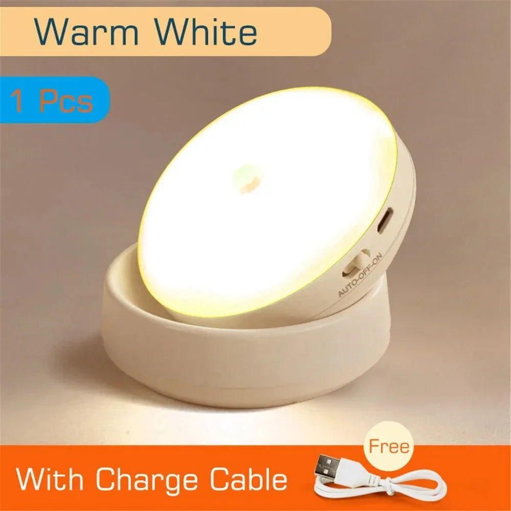 USB Rechargeable Motion Sensor Night Light | 360° Rotating | Warm & Cool White