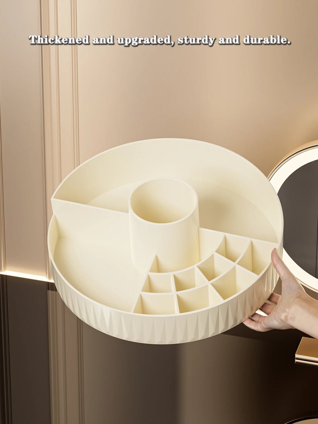 360° Rotating Makeup Organizer — Multi-Compartment Storage for Lipstick, Brushes & Skincare